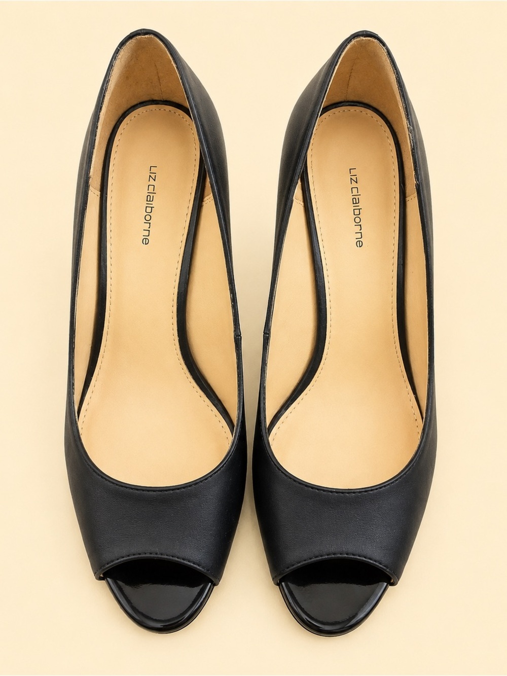 Liz Claiborne Classic Black Peep Toe Heels